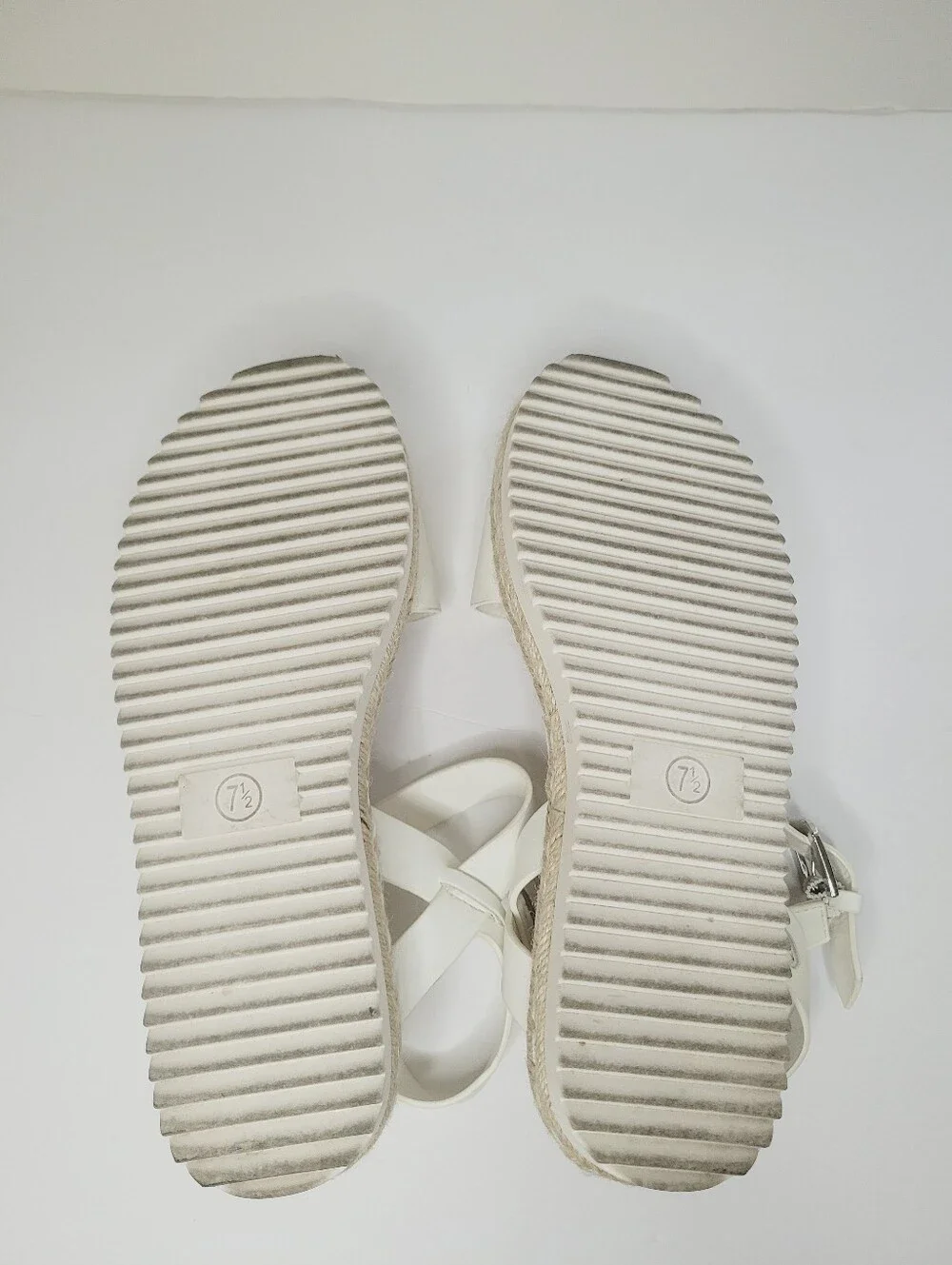 A New Day Rianne Strappy White Espadrille Sandals Women's 7.5 Platform Summer